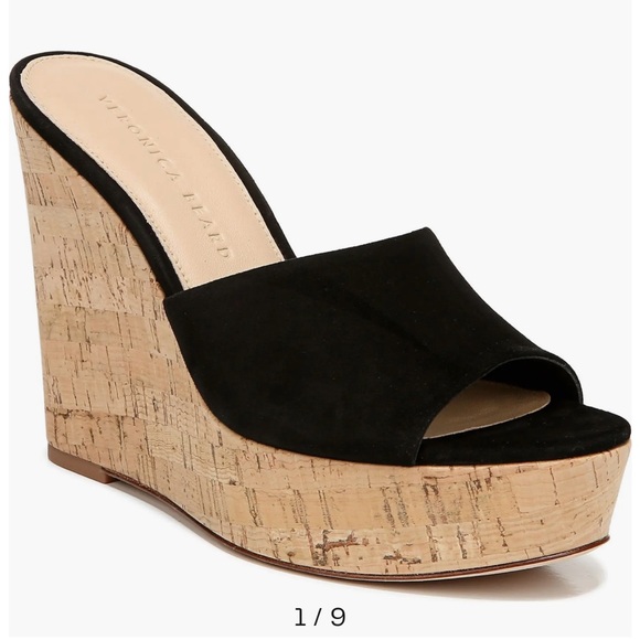 Veronica Beard Shoes - Veronica beard Dali black suede and cork platform wedge sandals